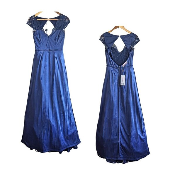 NWT PROMGIRL Illusion Sweetheart Lace Overlay Open Back Gown m25243 Size M - Picture 7 of 7